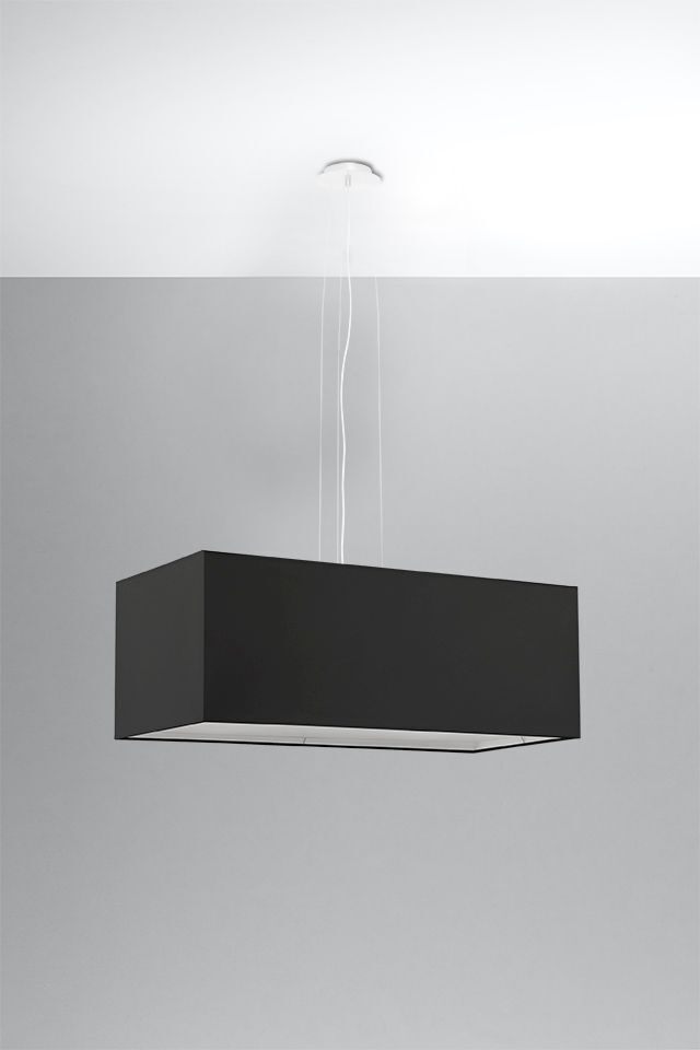 Hängelampe Schwarz Stoff Glas eckig B: 80 cm Modern