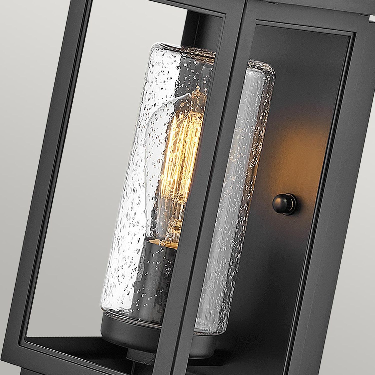 Außenwandleuchte E27 35,5 cm hoch IP44 Schwarz Laternelampe, Glasplatte, Edison-Glühbirne, Kastenlampe, Feine Beleuchtung