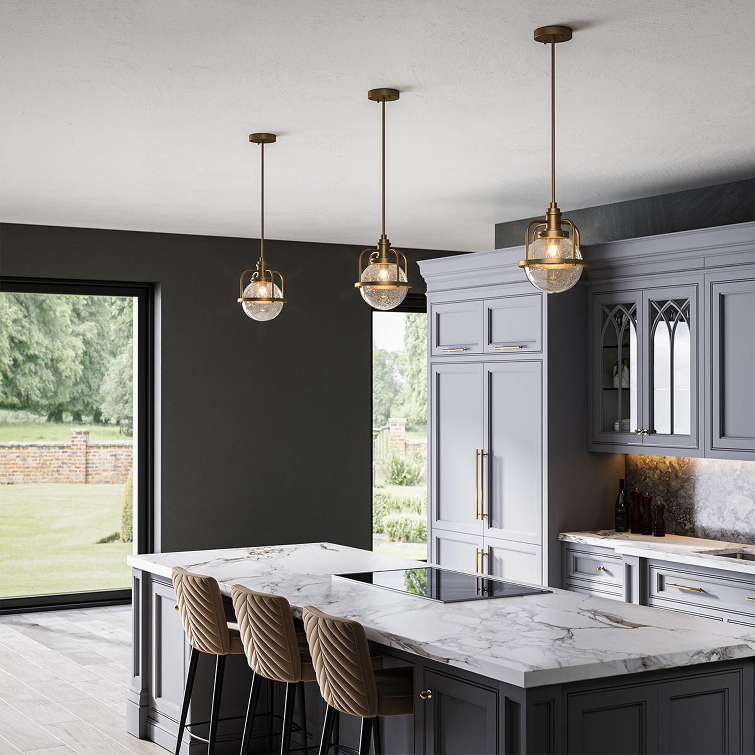 Pendelleuchte Kugelschirm Ø 24 cm H: max. 1,29 m verstellbar Drinnen, Innenarchitektur, Esszimmer, Esstisch, Küche