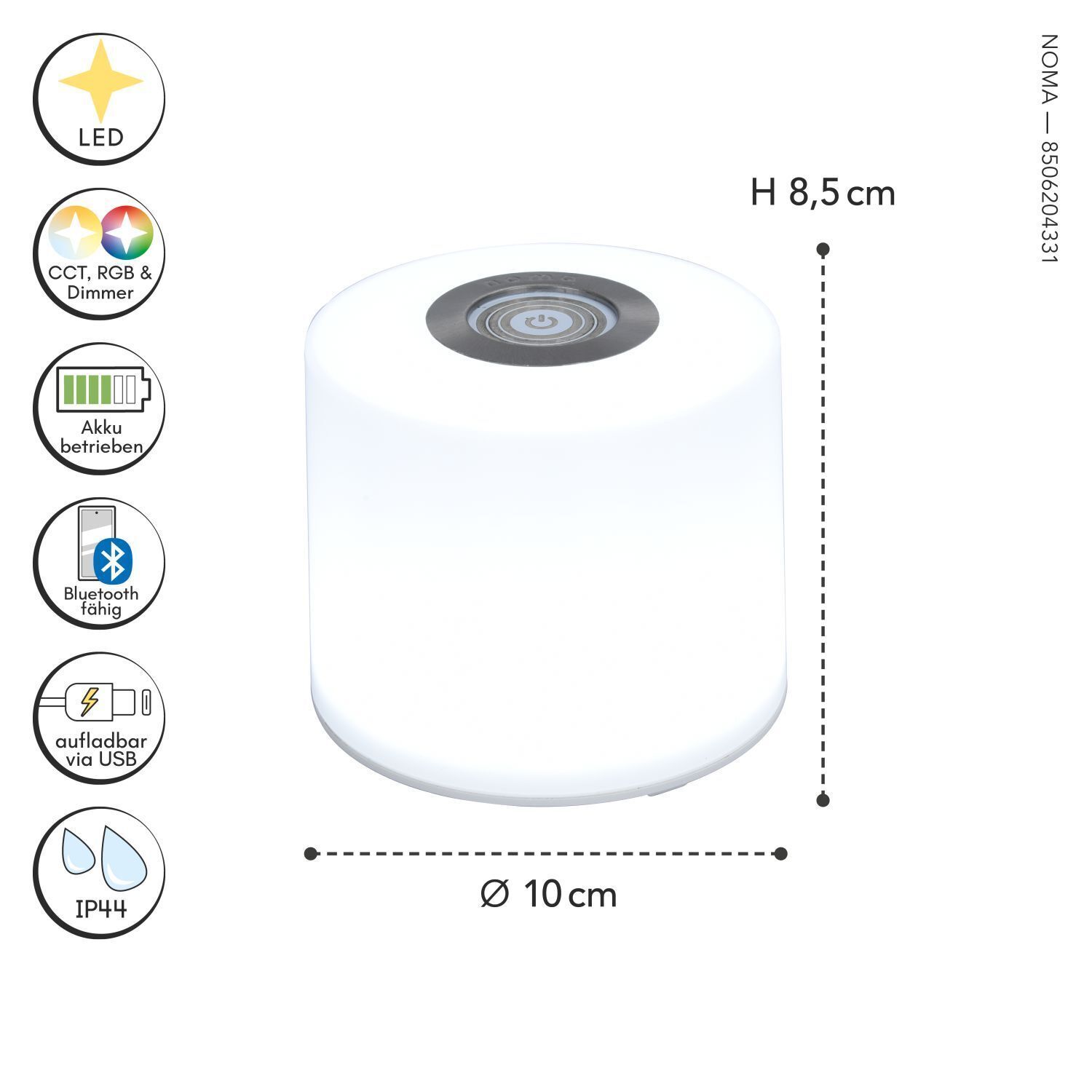 LED Akku Tischlampe dimmbar 8,5 cm IP44 2700-6500 K 2 W