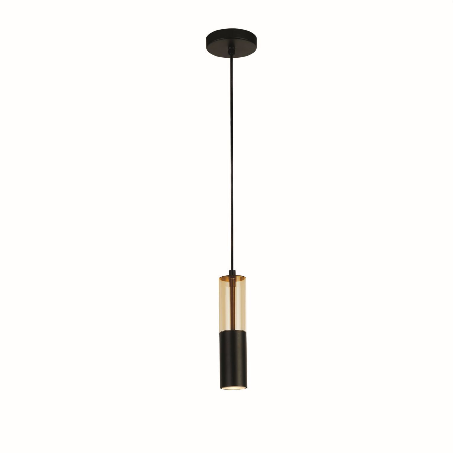 Hängelampe rund Ø 10 cm schmal GU10 Schwarz Bernstein