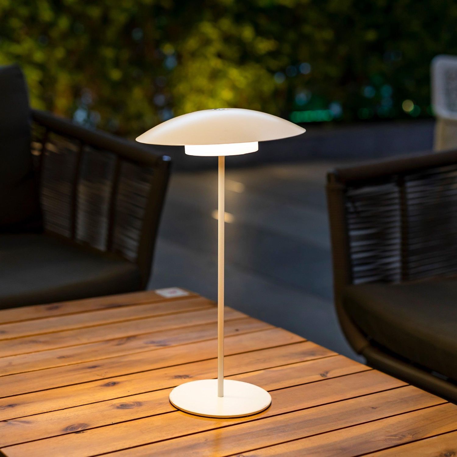 LED Tischlampe kabellos Akku Touch H: 40 cm IP44 Weiß