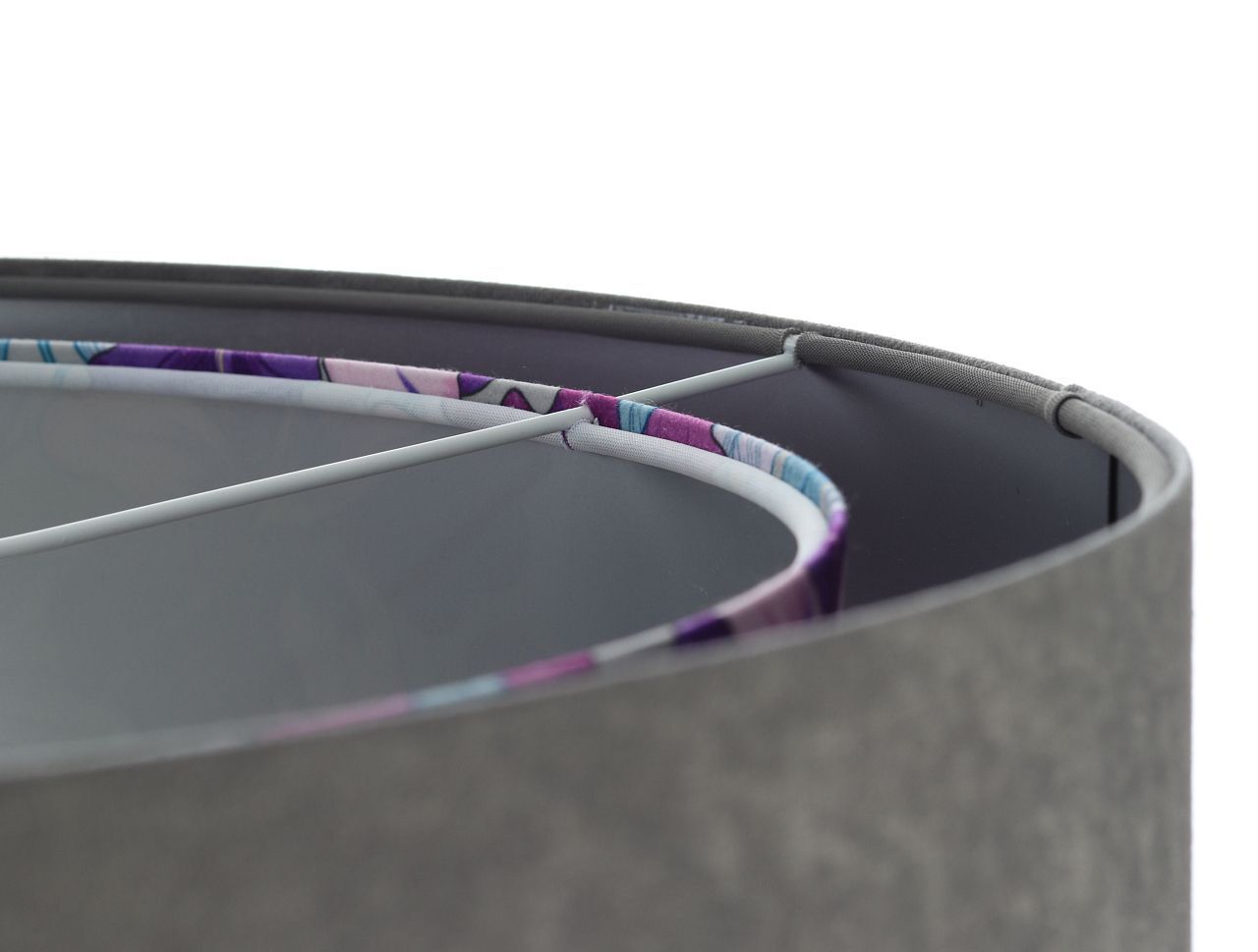 Hängeleuchte Grau Lila Silber Ø 50 cm Velours Optik Stoff