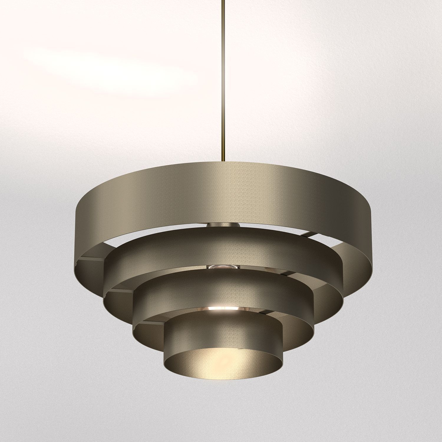 Runde Hängelampe Metall Titanium Gold Ø39 cm indirekt