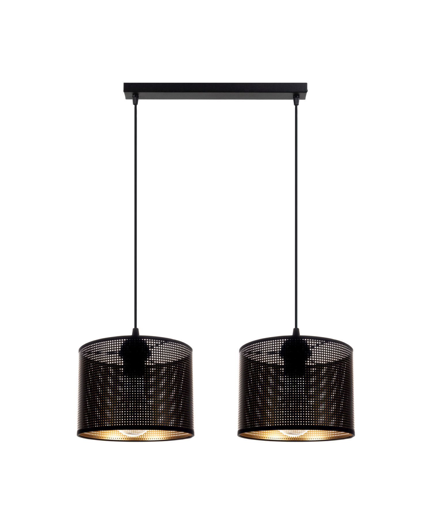 Pendelleuchte Metall Schwarz Gold E27 2-flmg 50 cm lang