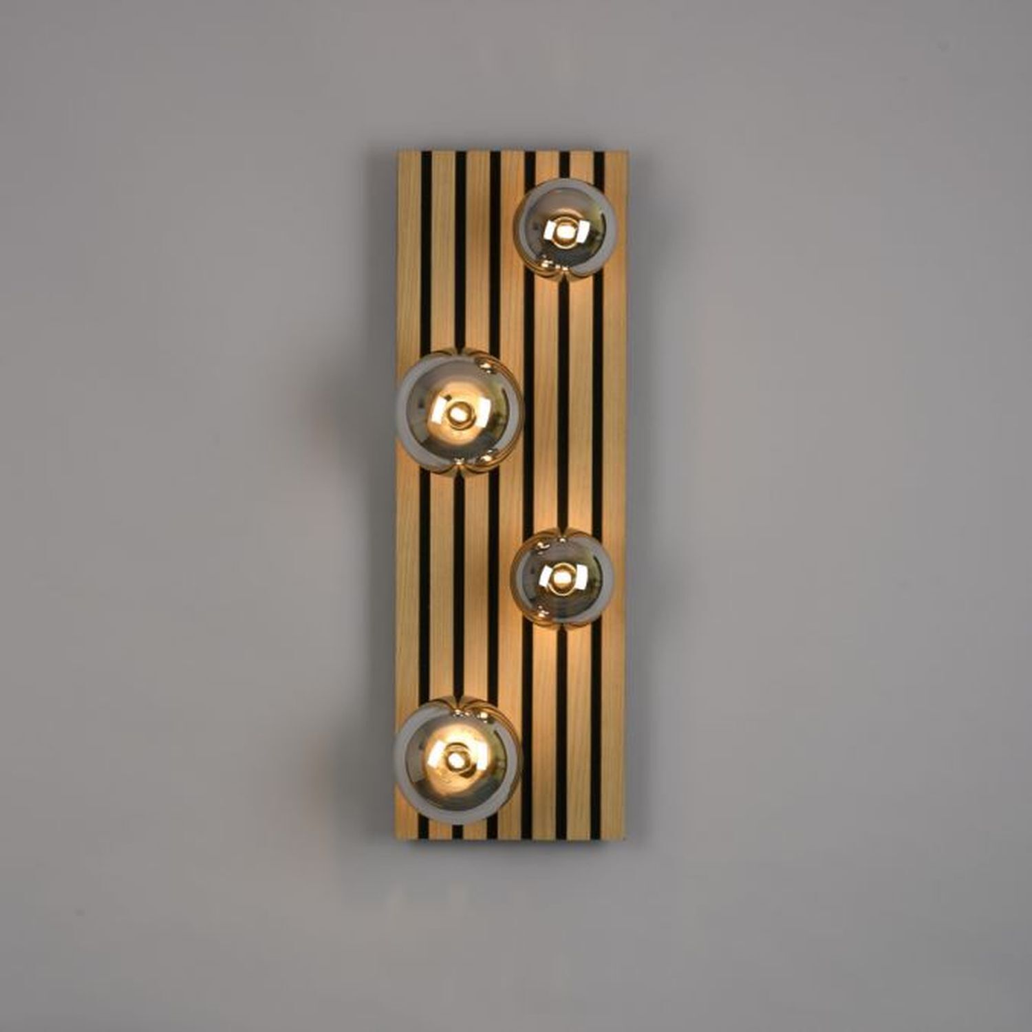 Wohnliche Deckenlampe Glaskugeln Holz G9 80 cm Natur