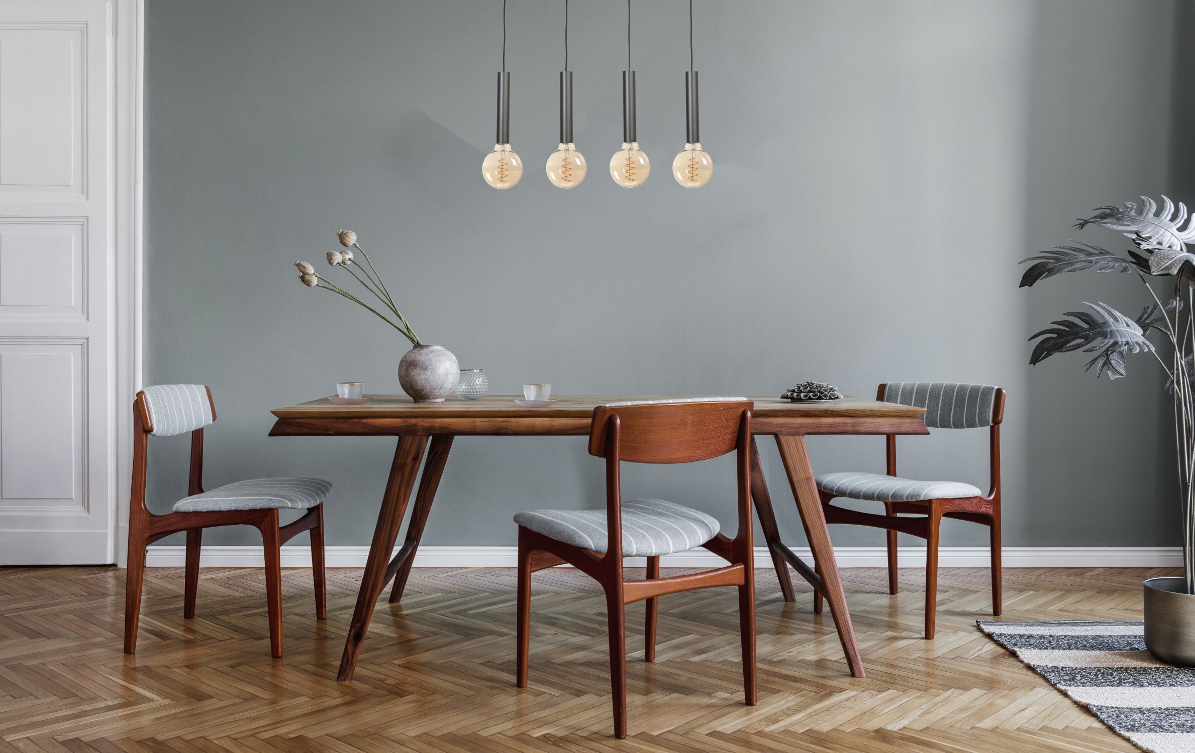 Elegante Hängelampe Esstisch Schwarz für 4x E27 Metall