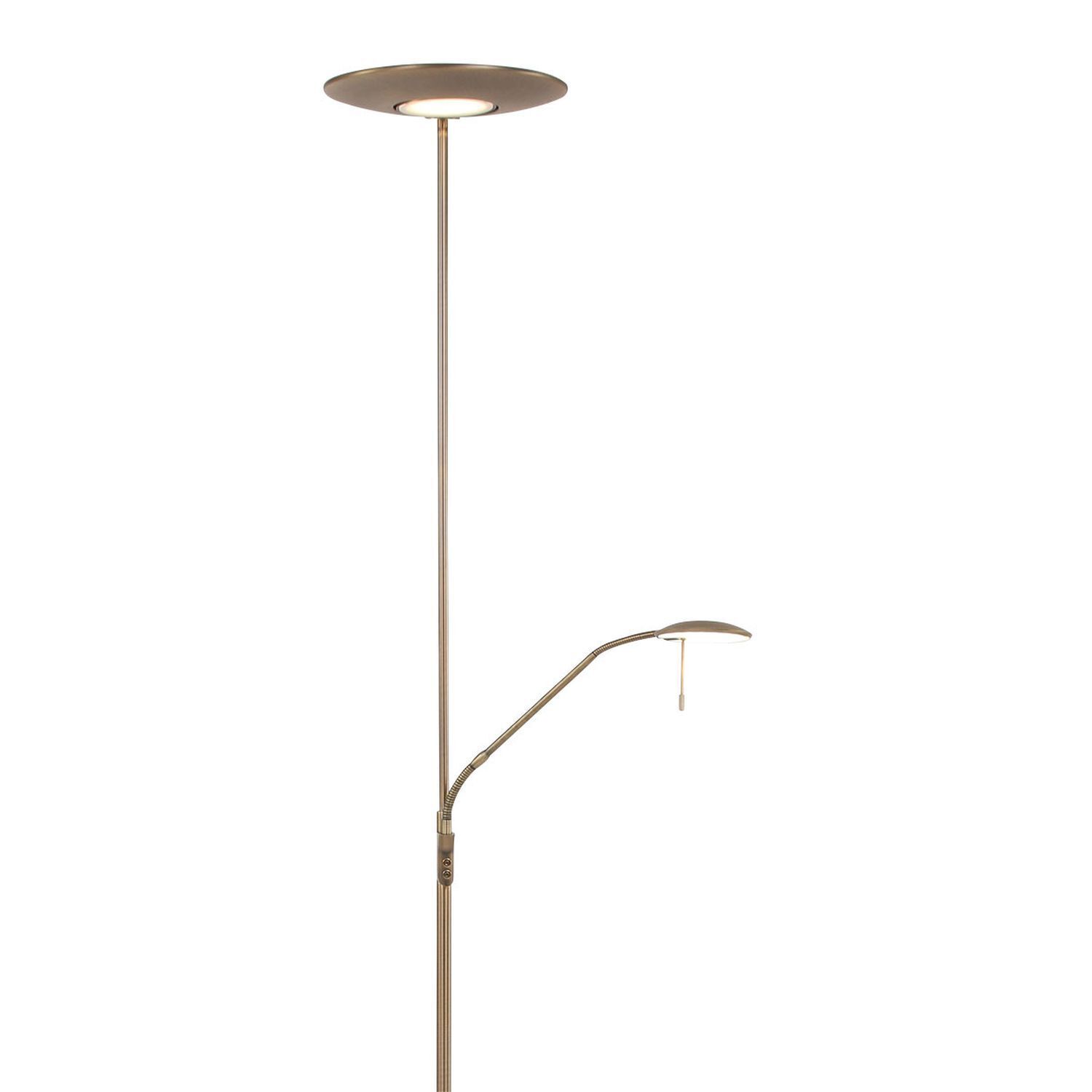 Dimmbarer LED Deckenfluter mit Lesearm in Bronze 185 cm