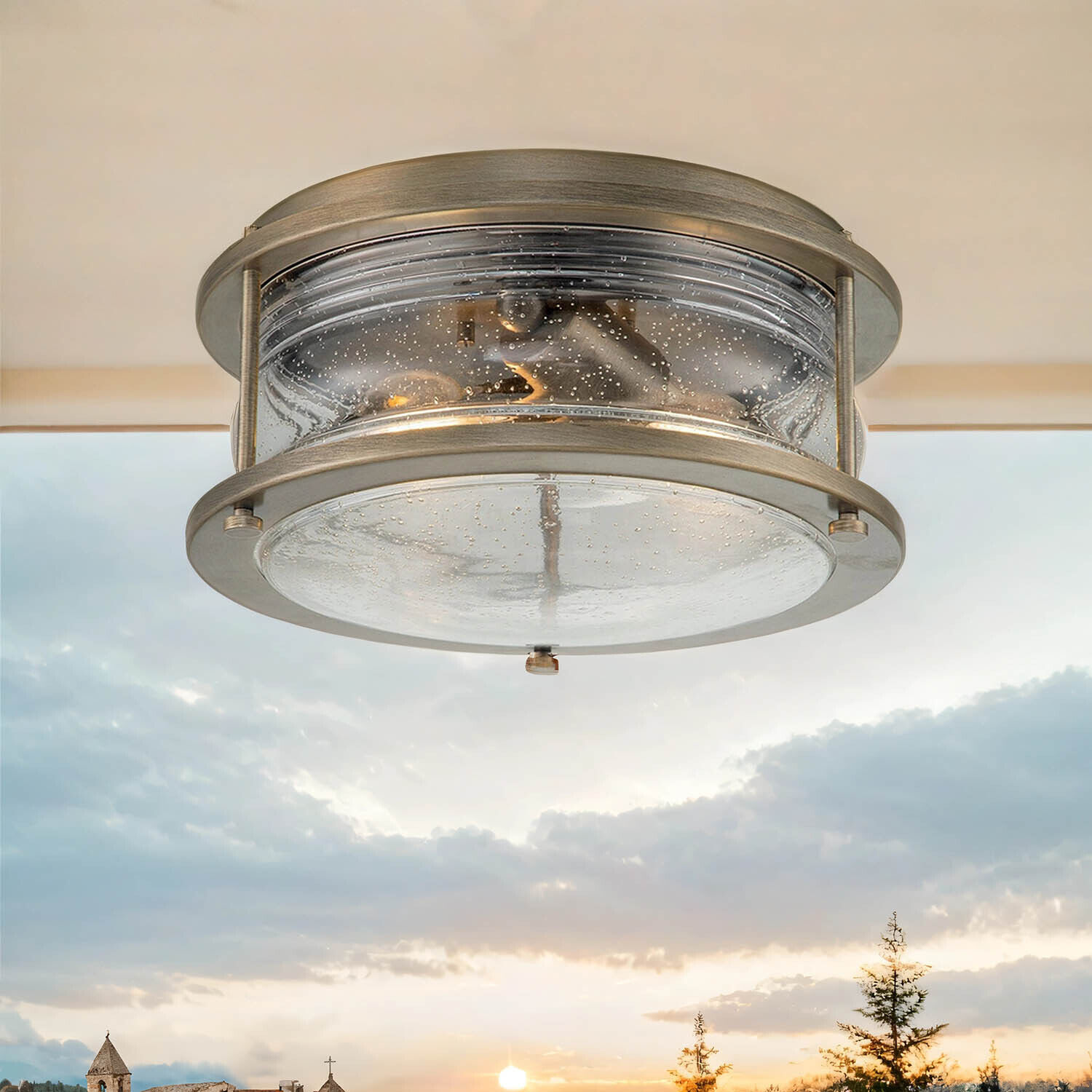 Deckenleuchte außen Aluminium Glas B: 30,5 cm IP44 E27 Deckenleuchte, Kronleuchter, Lampe