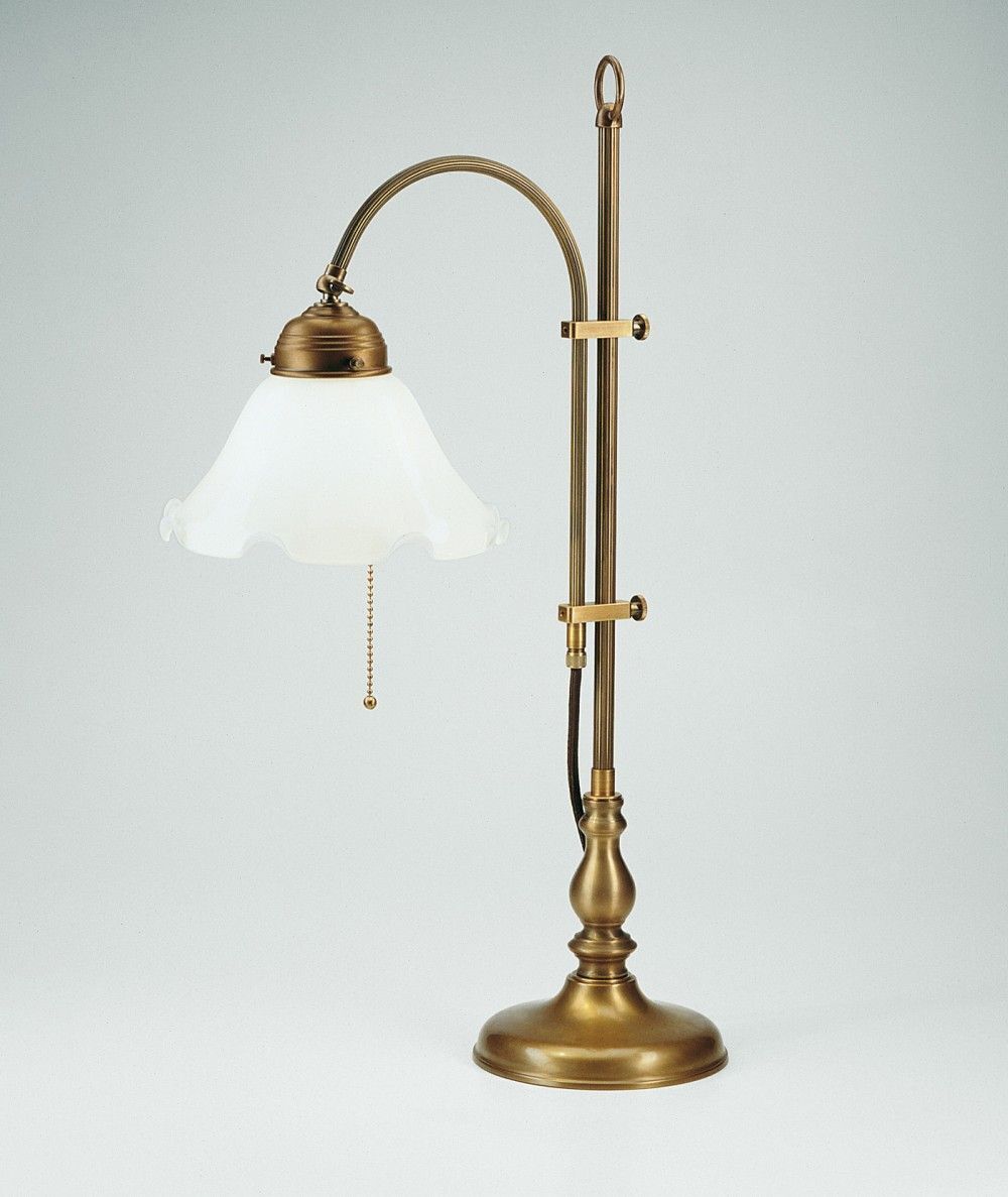 Florale Tischlampe Premium Messing Glas E27 Zugschalter