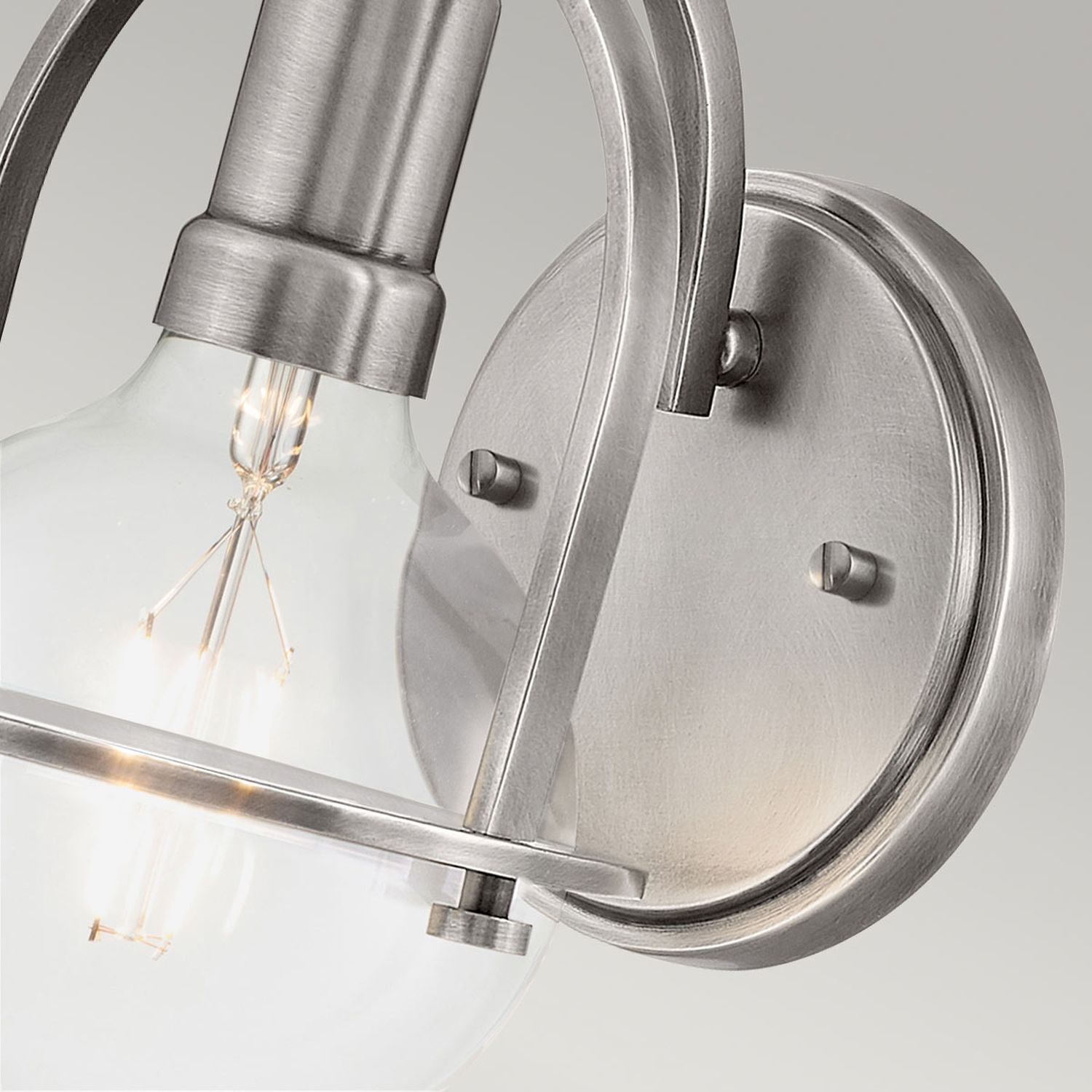 Wandleuchte Metall Glas H: 23,3 cm Nickel gebürstet E27