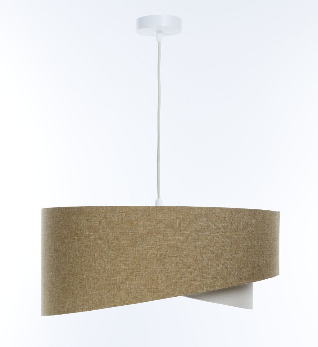 Pendelleuchte rund Ø 60 cm E27 Beige Creme Stoff verstellbar