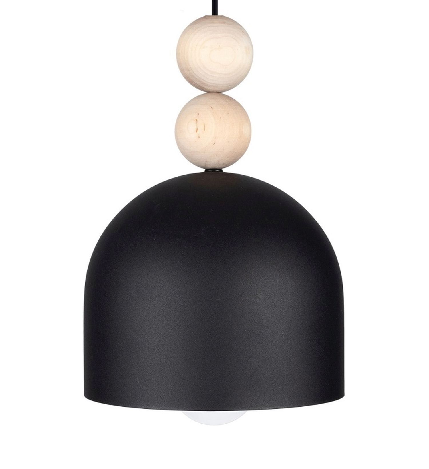 Schwarze Hängeleuchte Metall Holz Ø17 cm E27 wohnlich Lampe, Lampenschirm