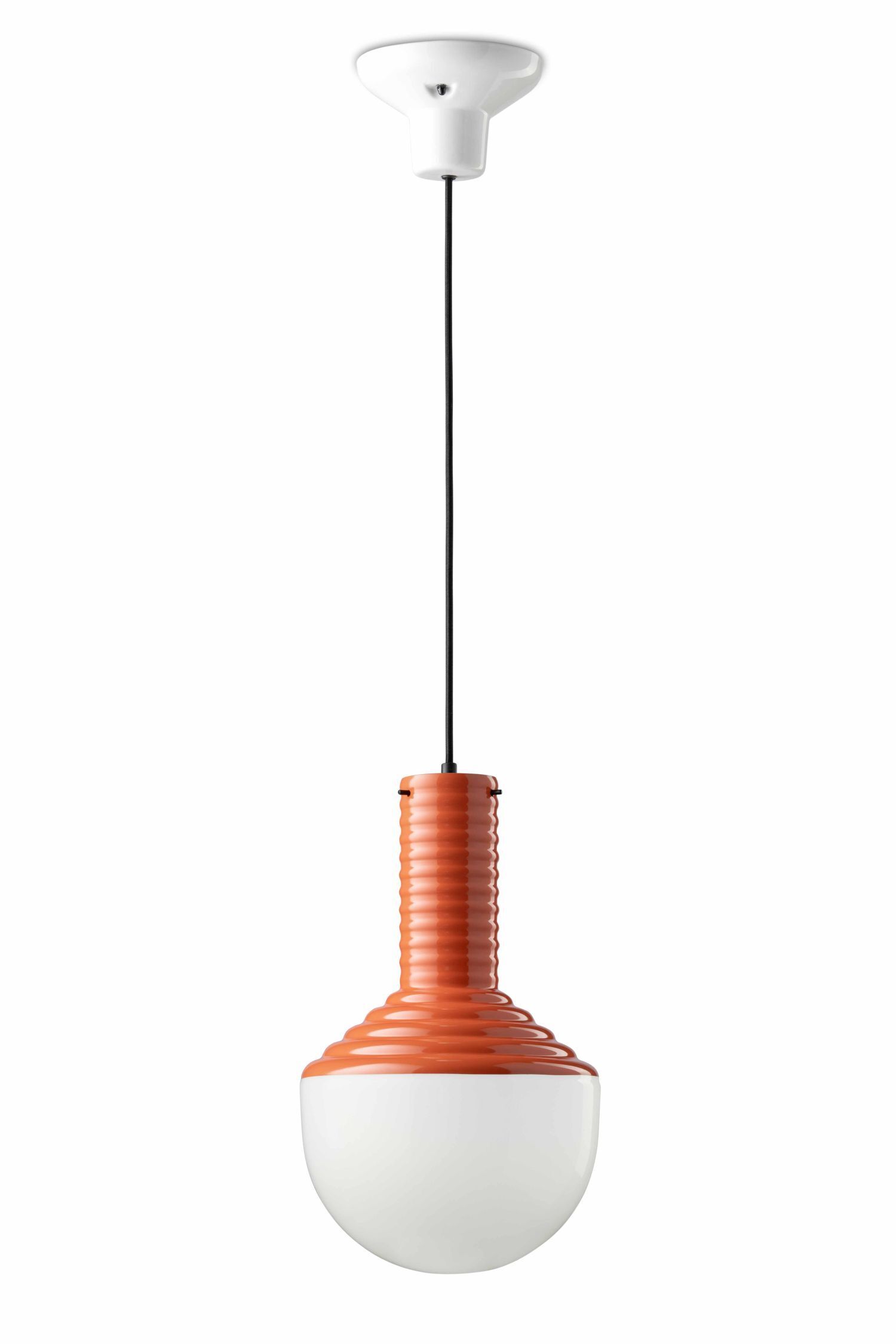 Hängeleuchte Glas Keramik E27 Ø 24 cm rund Weiß Orange