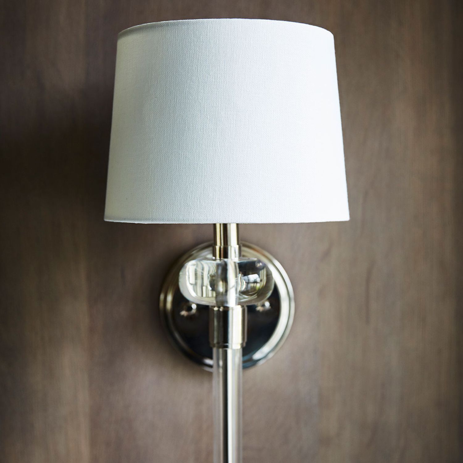 Wandlampe Metall Stoff H: 67,6 cm in Nickel poliert Weiß