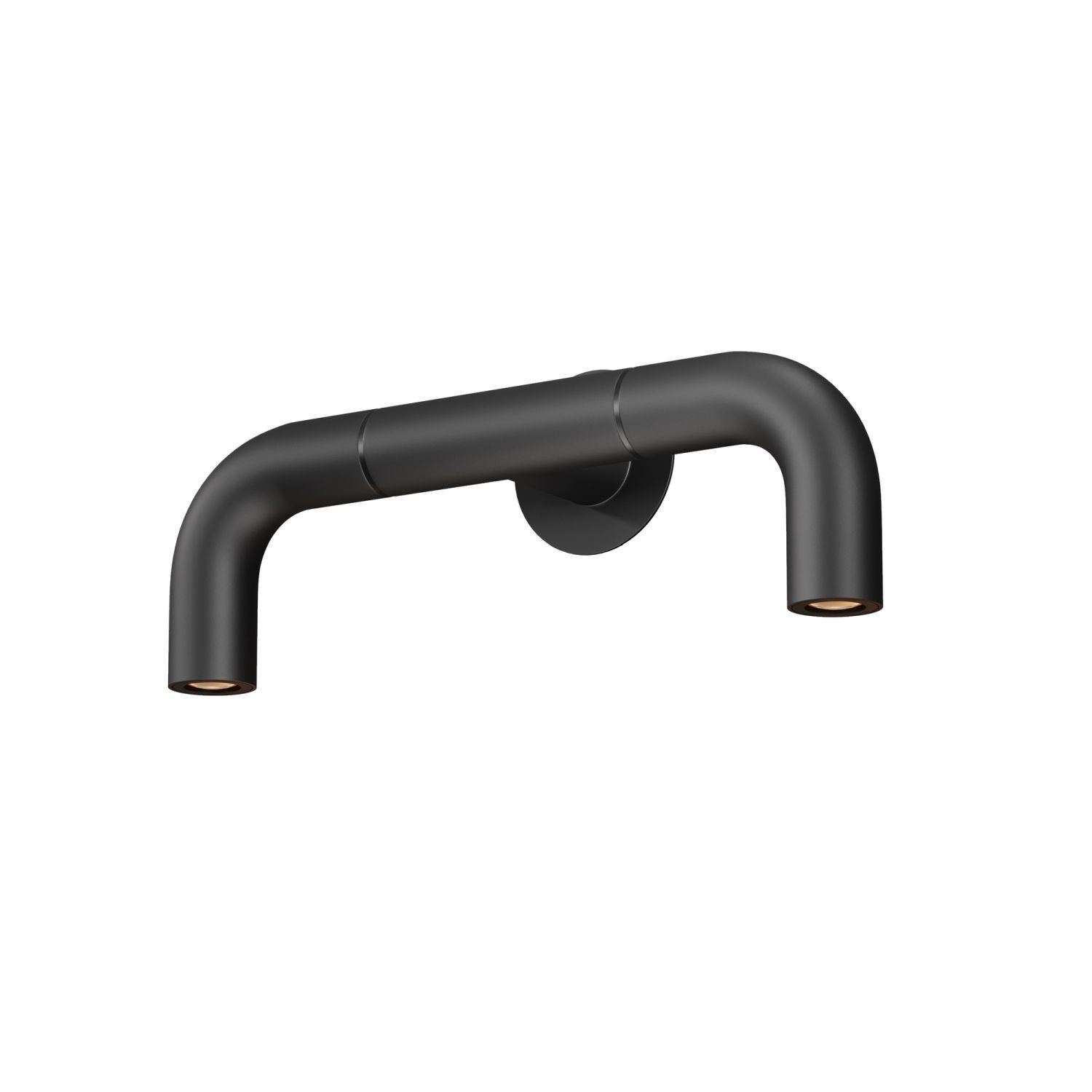 LED Wandlampe Edelstahl IP65 T:7 cm 3000 K 2-flammig Waschtischarmatur, Wandarmatur, matte schwarz, Rundbogen, Montagearmatur