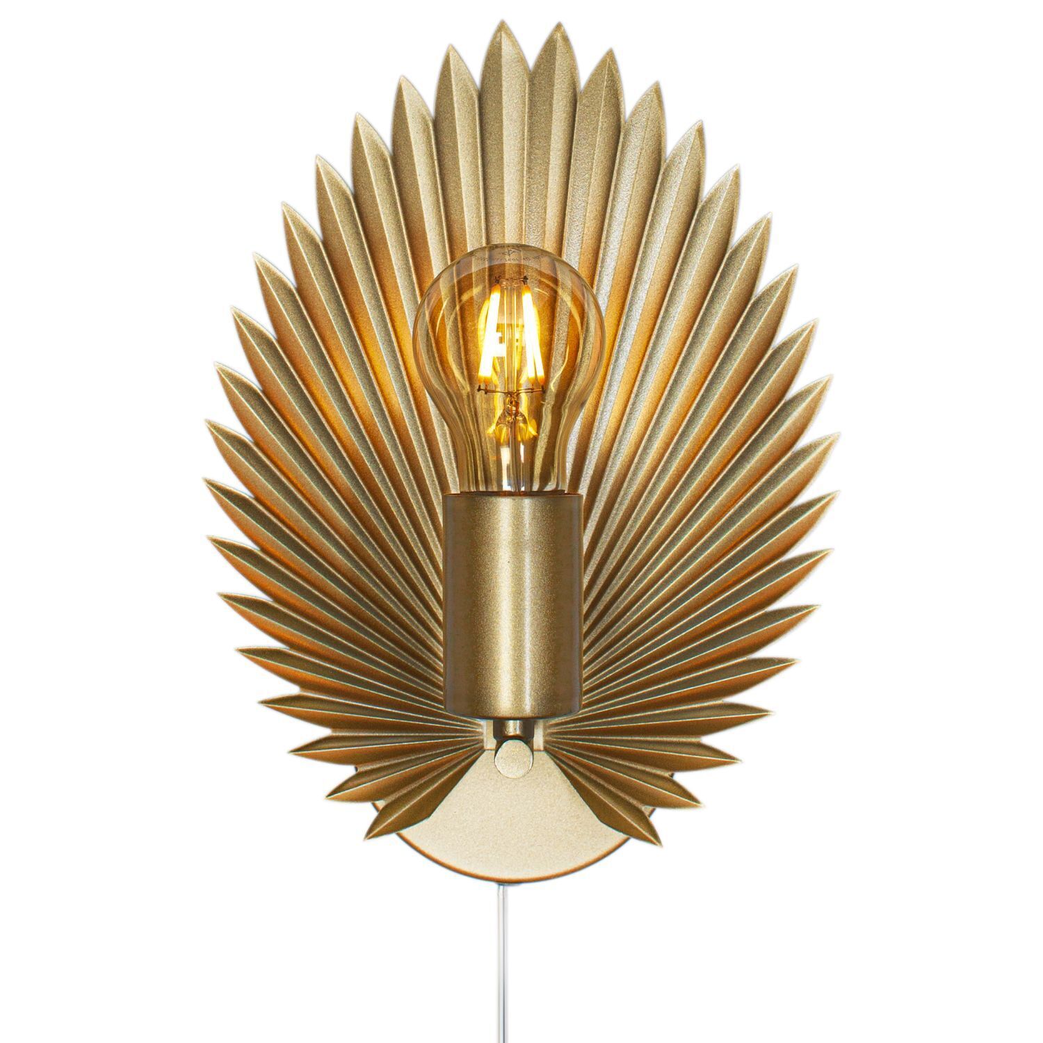 Wandlampe, Gold, Metall, Raffhalter, Glühbirne