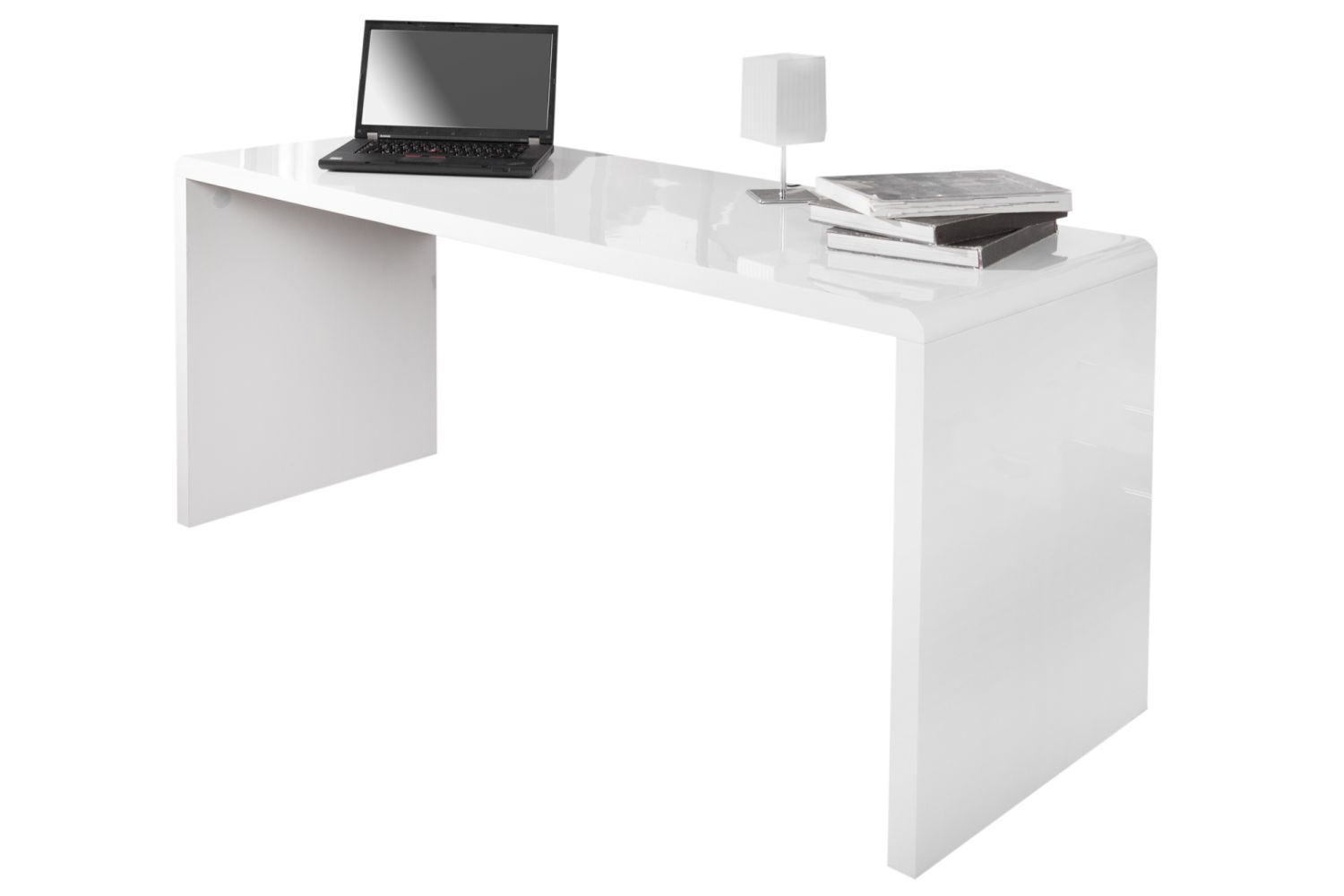 Schreibtisch MDF lackiert 140 cm in Weiß Hochglanz Moebel, Tabelle, Schreibtisch, Computer, Laptop