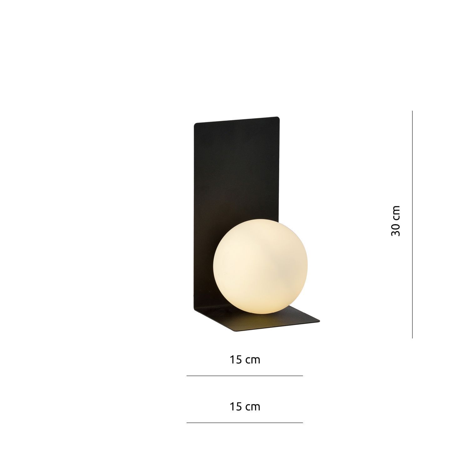 Wandleuchte Glas Metall H: 30 cm Schwarz Weiß E14 Kugelschirm