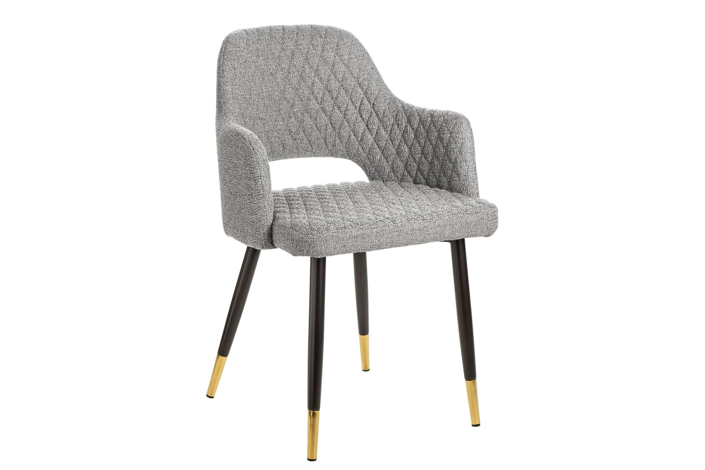 Esszimmerstuhl mit Armlehne Retro Grau Schwarz Gold B: 54 cm