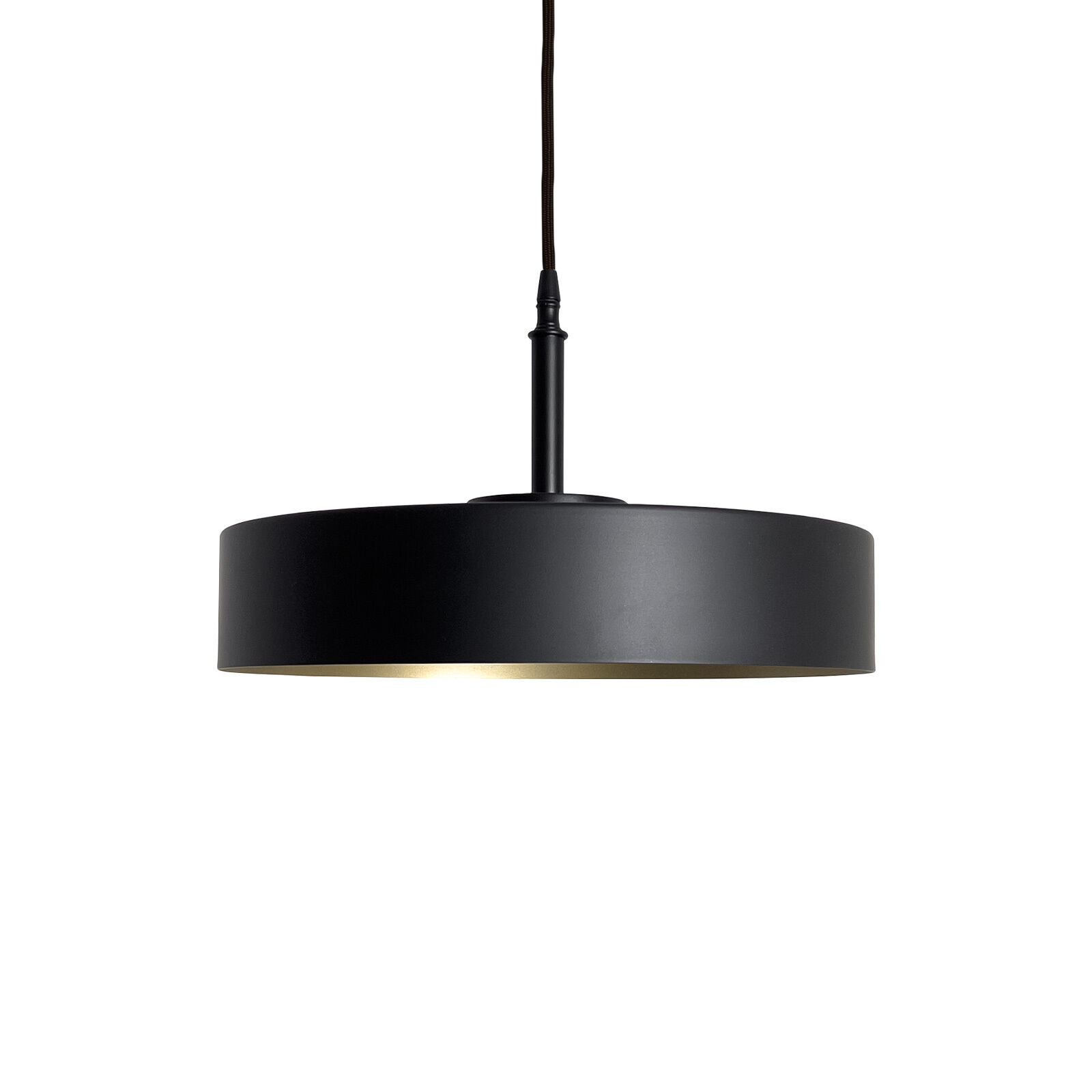 Runde Hängeleuchte Schwarz Gold E27 Ø 40 cm Messing Eisen