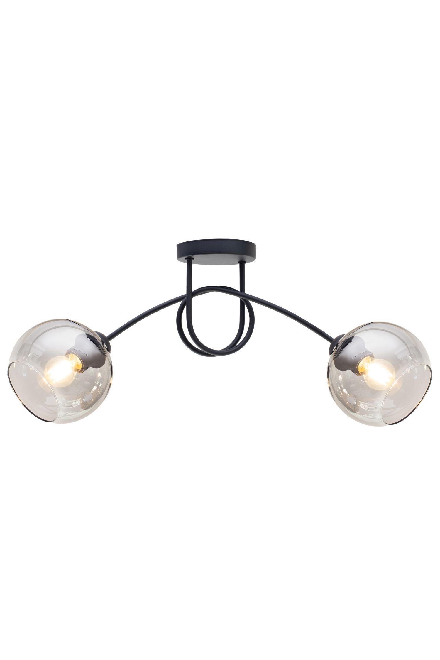 Schwarze Deckenleuchte Rauchglas Metall E27 L:70 cm