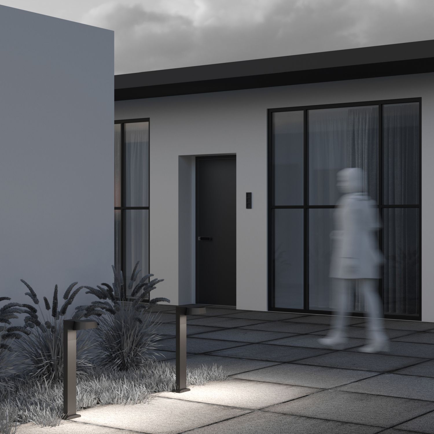 Wegeleuchte Aluminium Glas LED IP54 65 cm Graphit URSA Tür, Drinnen, Innenarchitektur, Person