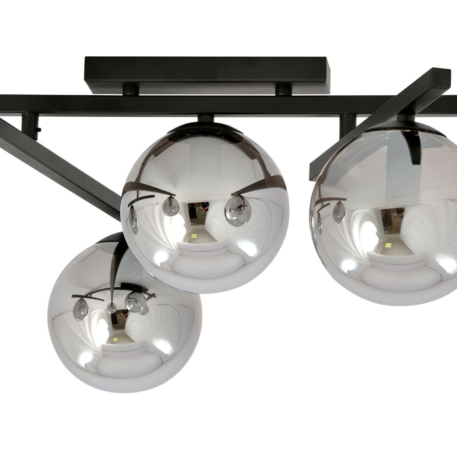 Deckenlampe Rauchglas Metall 63 cm lang E14 4-flammig