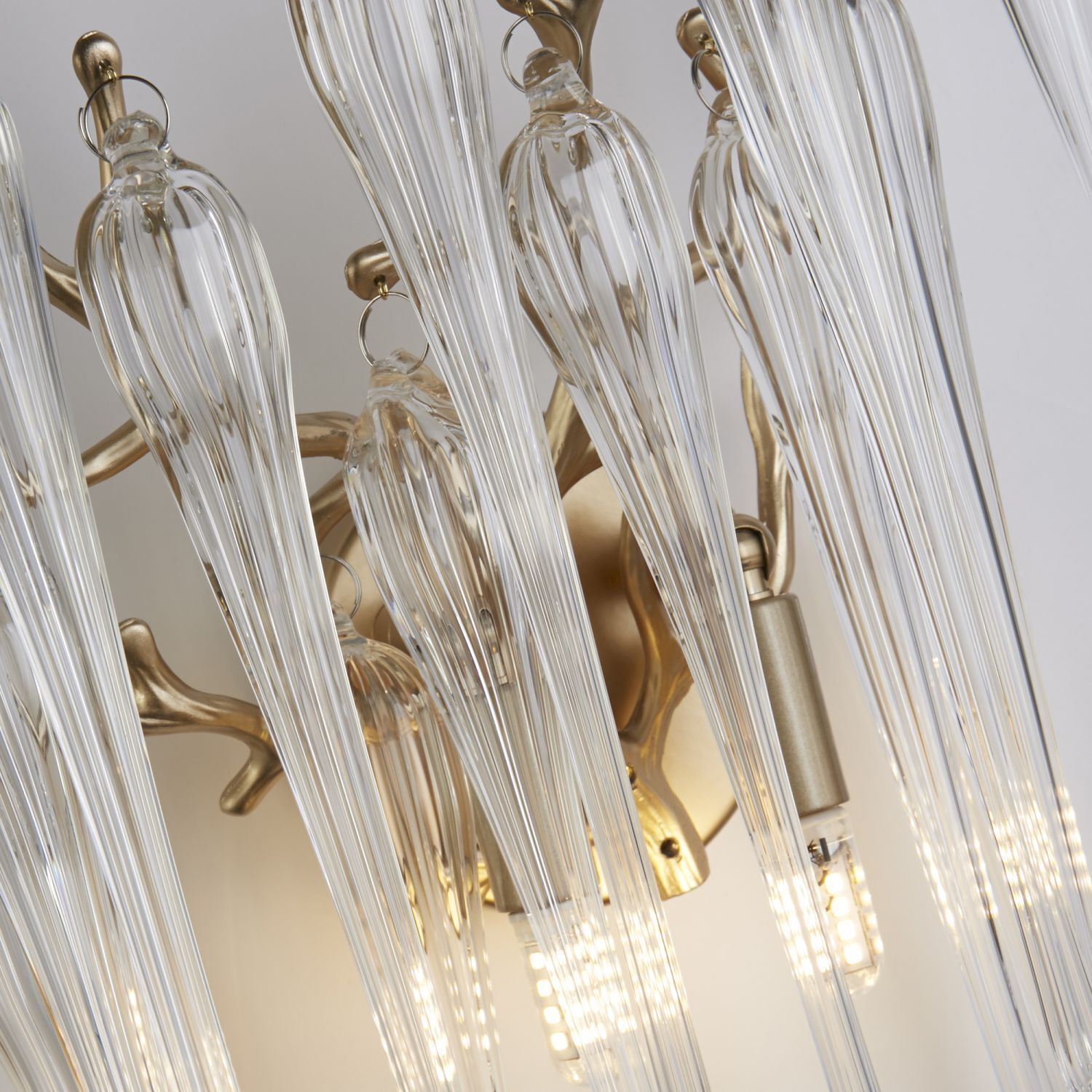 Wandleuchte Glas Metall in Gold H:42 cm G9 2-flammig