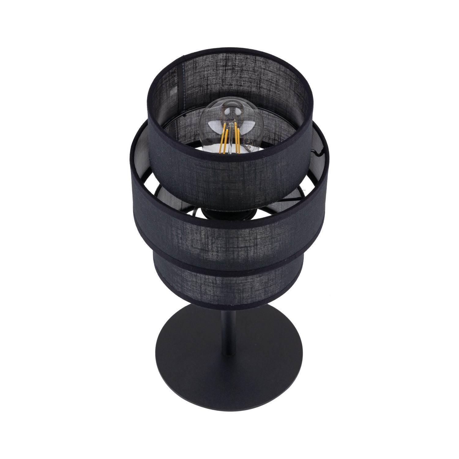 Tischlampe Schwarz 38 cm hoch Stoff Metall E27 GREET