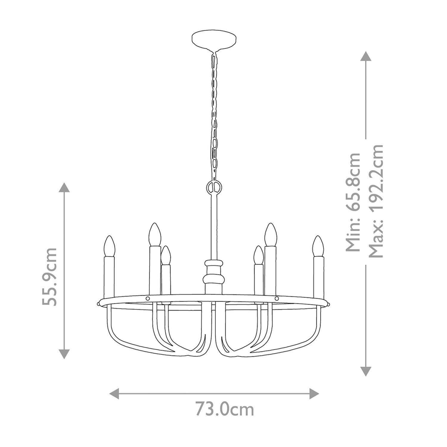 Kronleuchter Esstisch B: 73 cm Metall in Messing E14