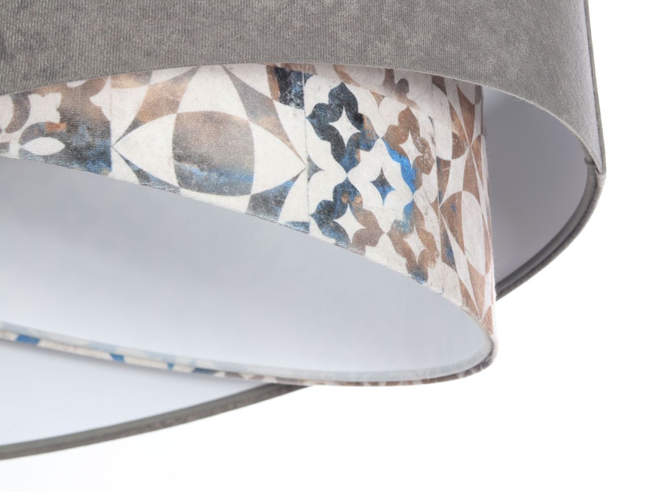 Pendelleuchte E27 rund Ø 50 cm Stoff Velours Optik Grau Beige