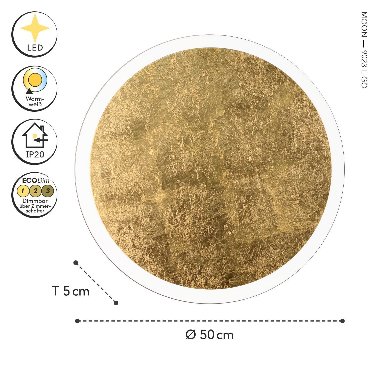 gold, wandlampe, rund, LED, dimbar