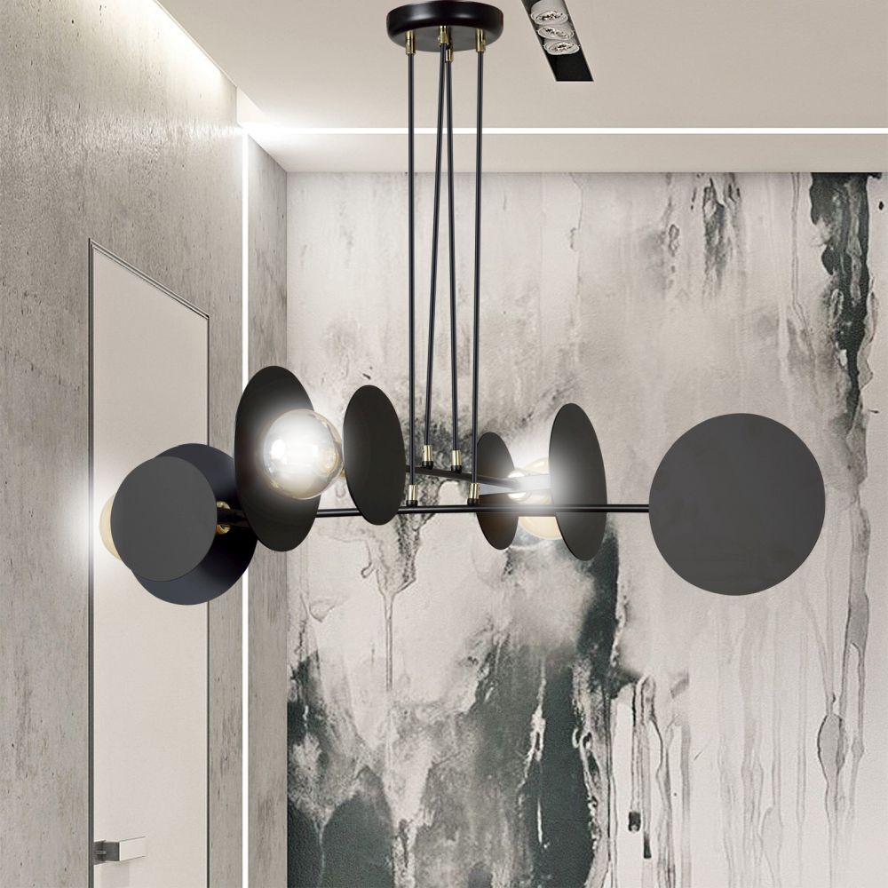 Hängelampe Schwarz verstellbar Metall 4x E27 Modern