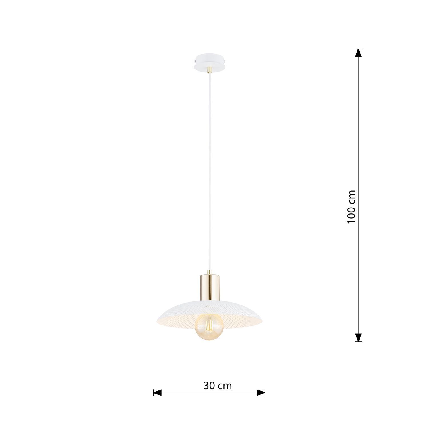 Hängeleuchte Weiß Gold Ø 30 cm H: max. 100 cm verstellbar E27