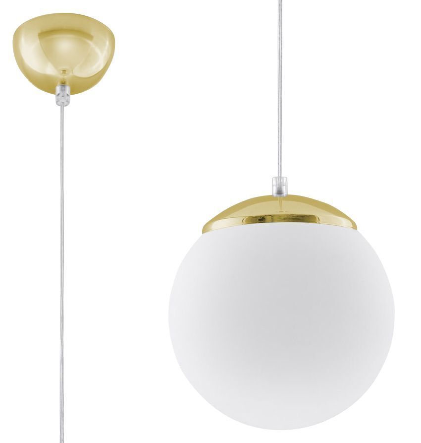 Hängelampe Kugelschirm Ø 20 cm Weiß Gold Glas Metall E27