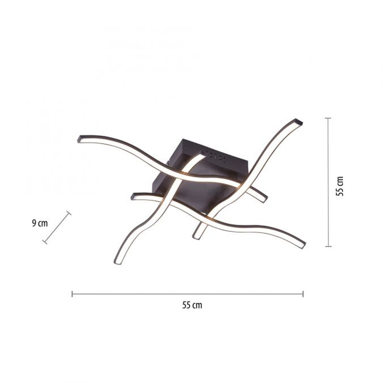 LED Deckenleuchte Wellen Metall Schwarz B:55 cm 3000 K