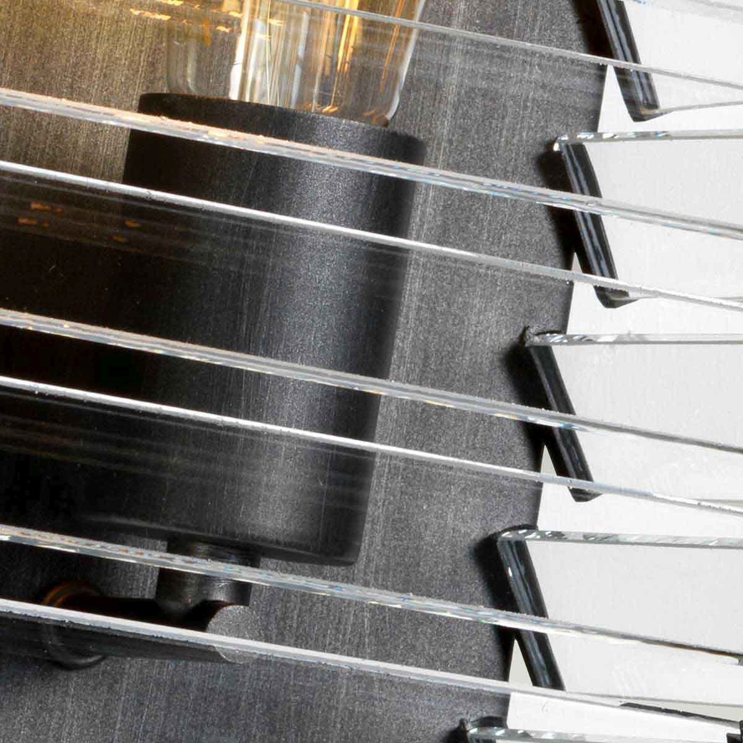 Wandlampe Metall Glas E27 28,8 cm hoch Gunmetal Grau Gitarre, Hals, Saiten, Korpus, Elektronik