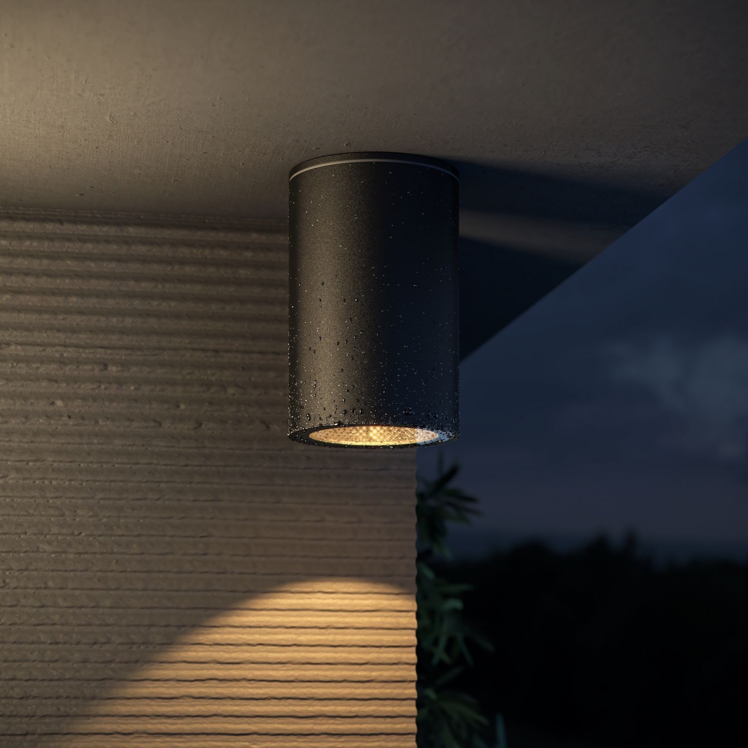 Deckenlampe Glas GU10 IP54 Ø 6,5 cm Aufputz Schwarz