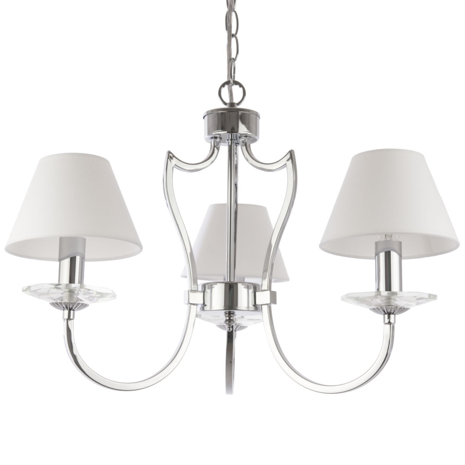 Kronleuchter mit Schirm B: 51 cm Chrom Weiß Stoff Metall E14