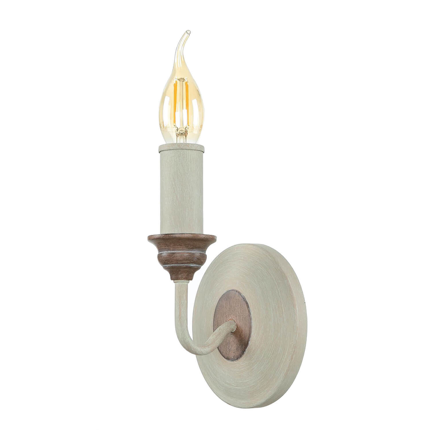 Wandlampe CANDELA 8 Holz Shabby Weiß Kerze Lampe Licht, Lampe