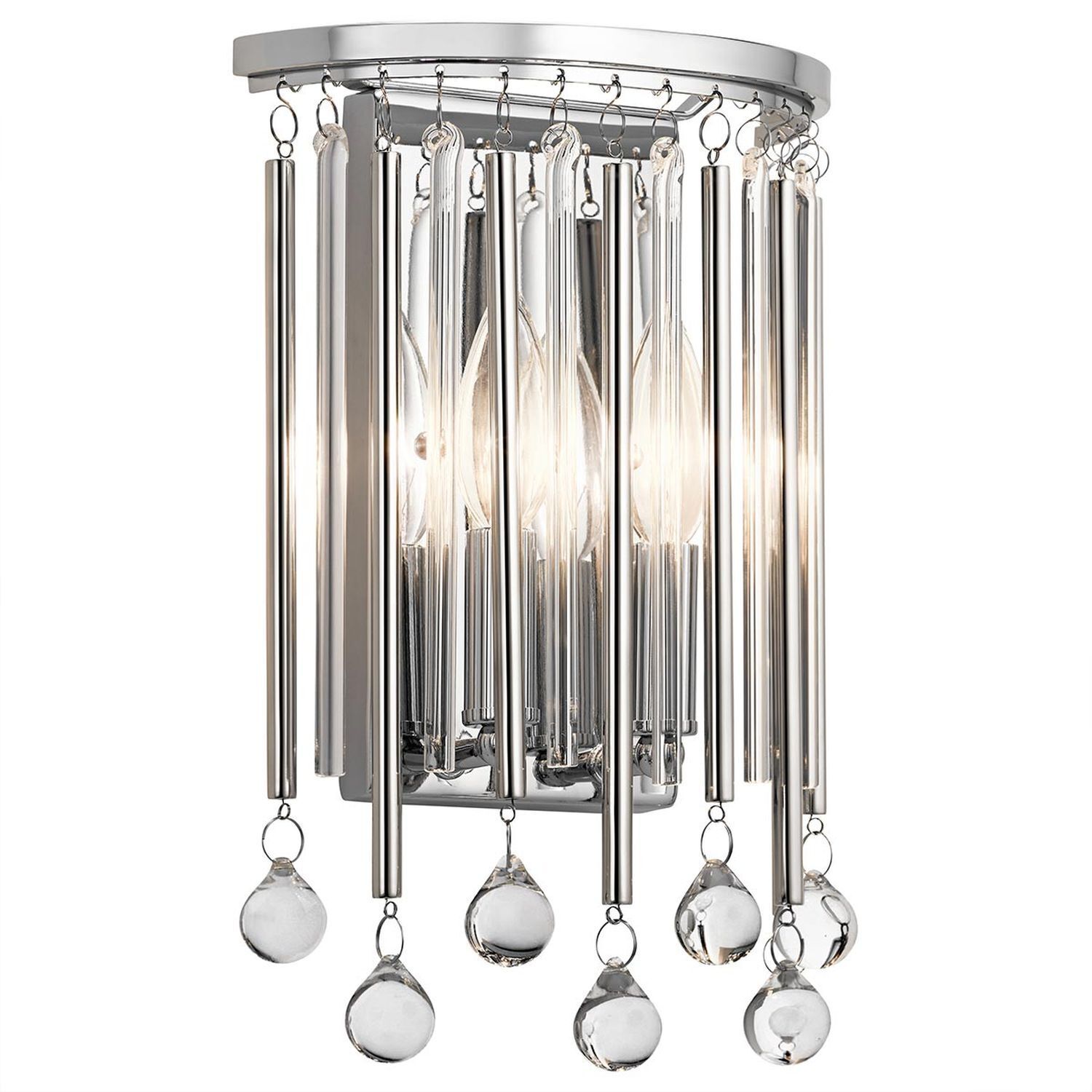 Wandleuchte Kristall H: 31,2 cm Chrom poliert elegant