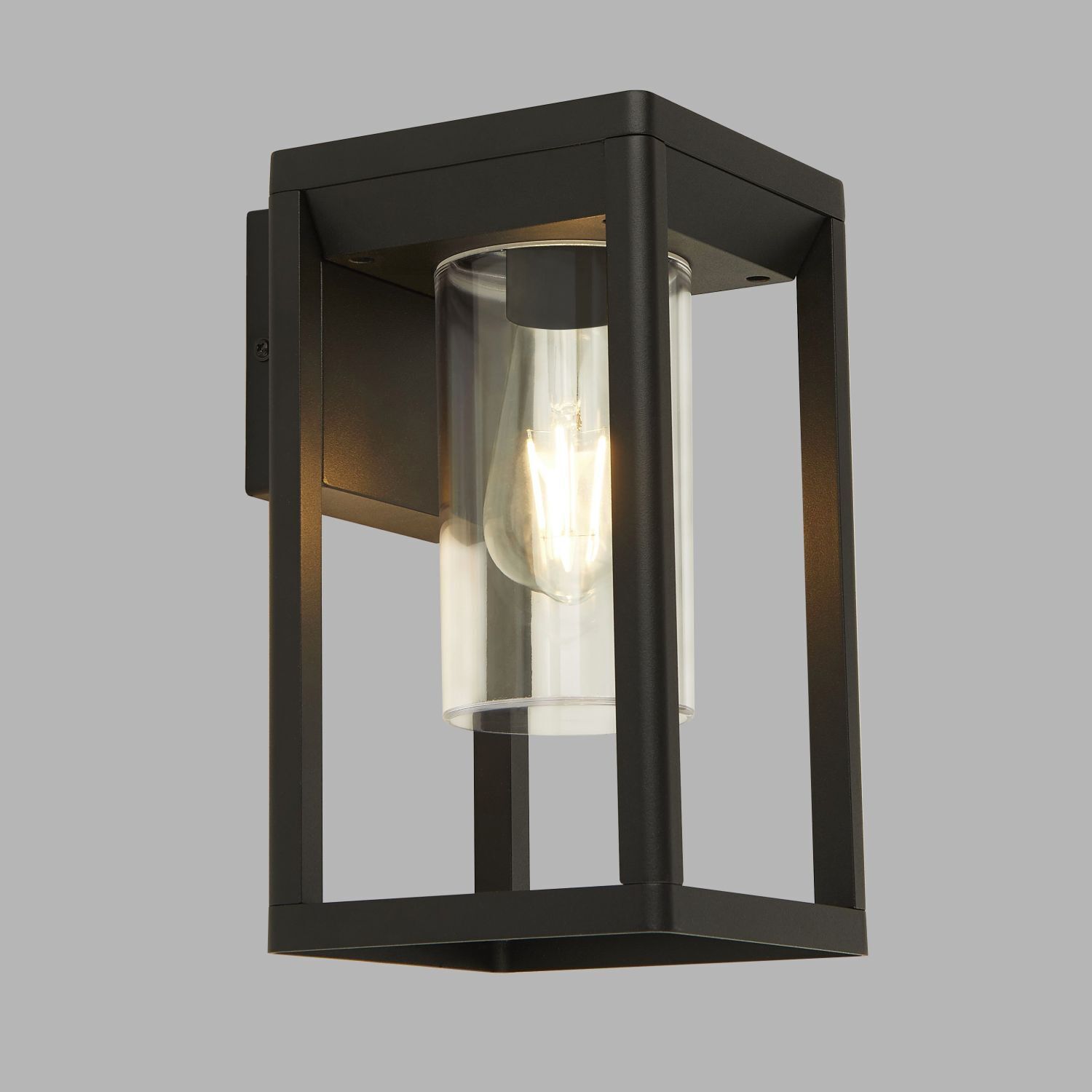 Wandleuchte außen Schwarz matt Klar IP44 H: 27 cm