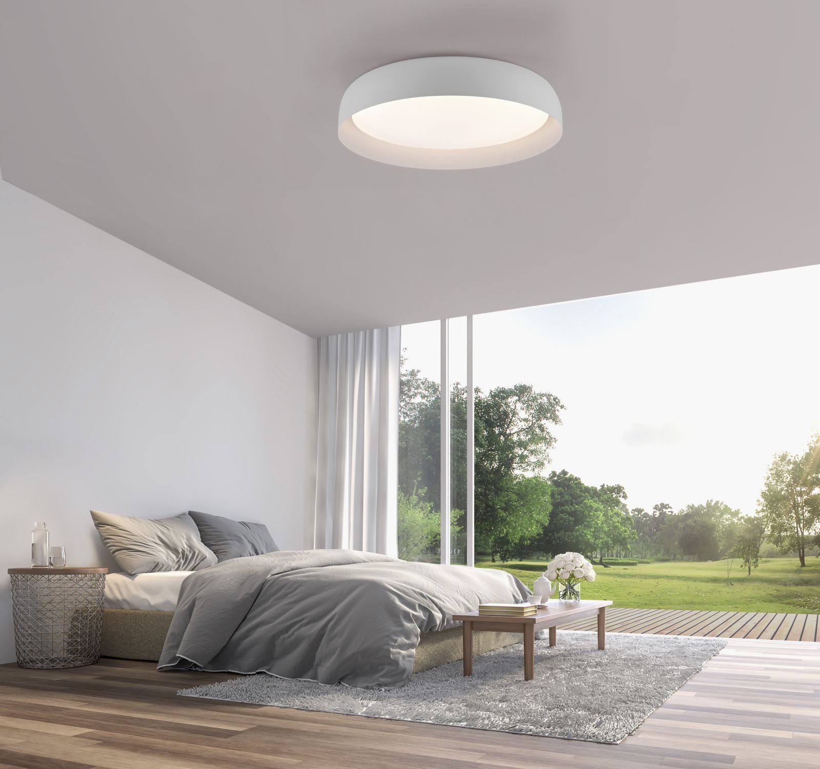 Dimmbare LED Deckenlampe Weiß Ø57 cm 3850 lm Modern