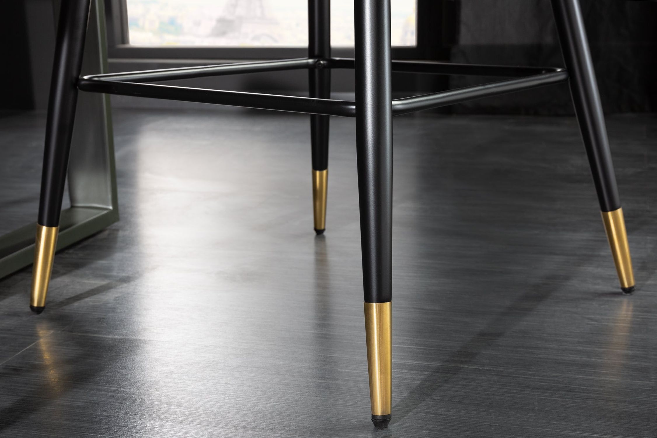 Tresenstuhl Samt Metall Retro in Schwarz Grün-Grau Fußboden, Mobiliar, Bodenbeläge