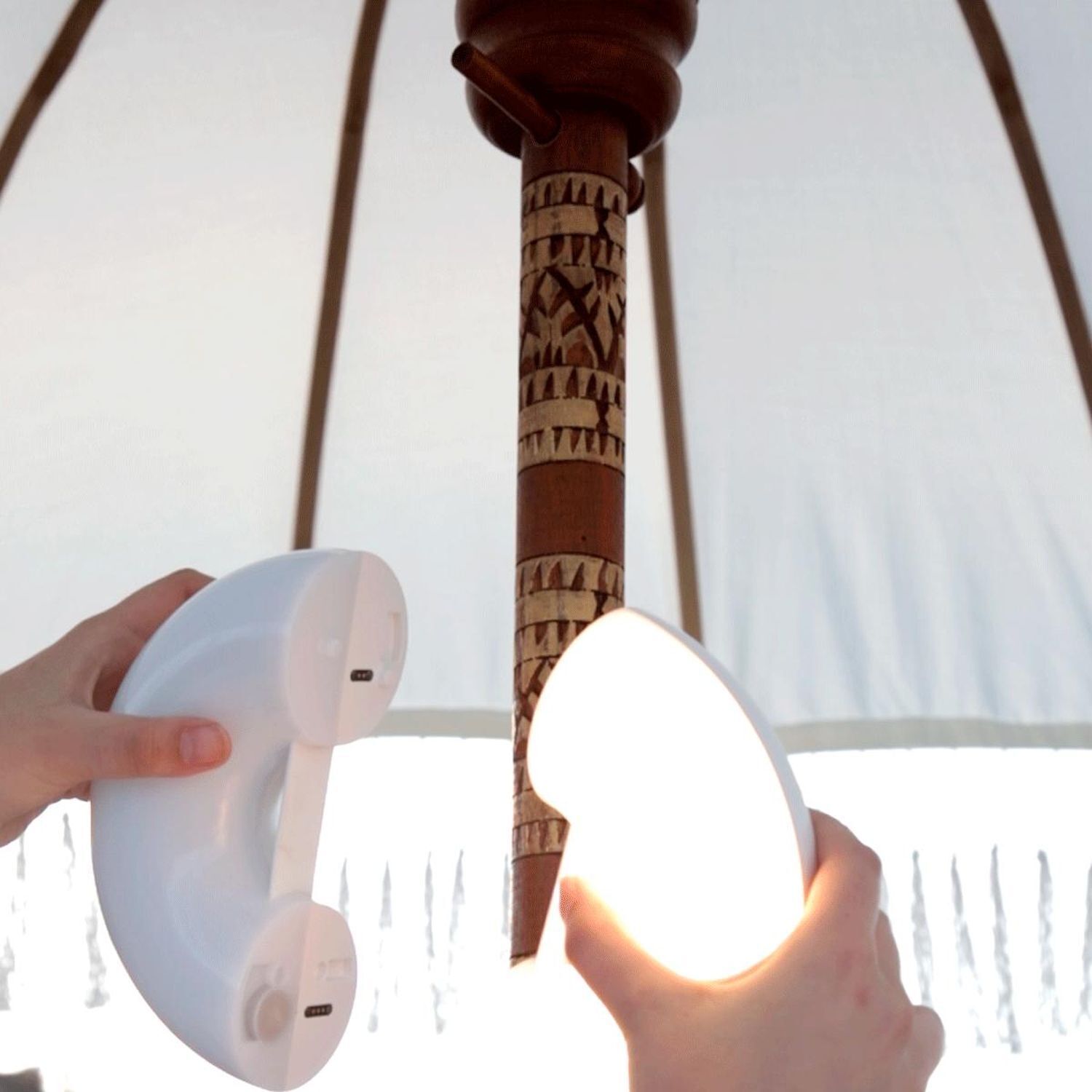 LED Sonnenschirmleuchte Ø 20 cm Farbwechsel RGBWW Akku Drinnen, Innenarchitektur, Licht