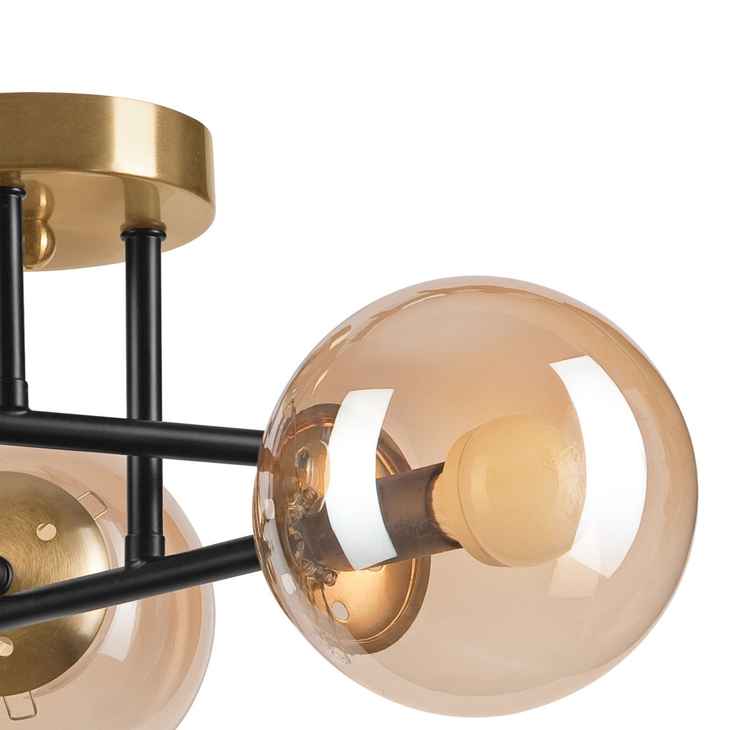 Blendarme Deckenleuchte in Gold Glas Metall 3-flammig Beleuchtung, Deckenleuchte, Leuchte, Lampe