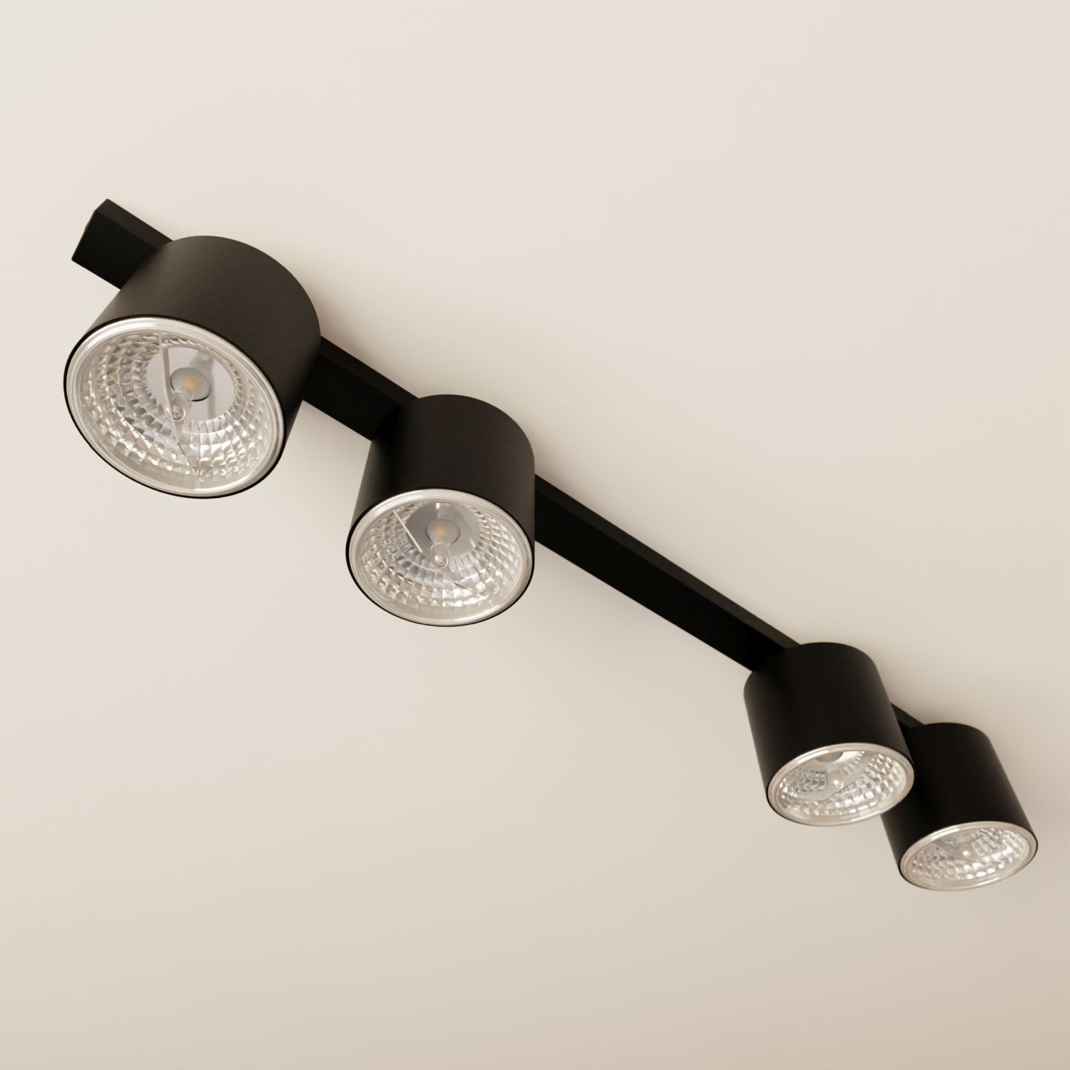 Deckenlampe Schwarz 90 cm lang 4-flammig GU10 AR111 Metall