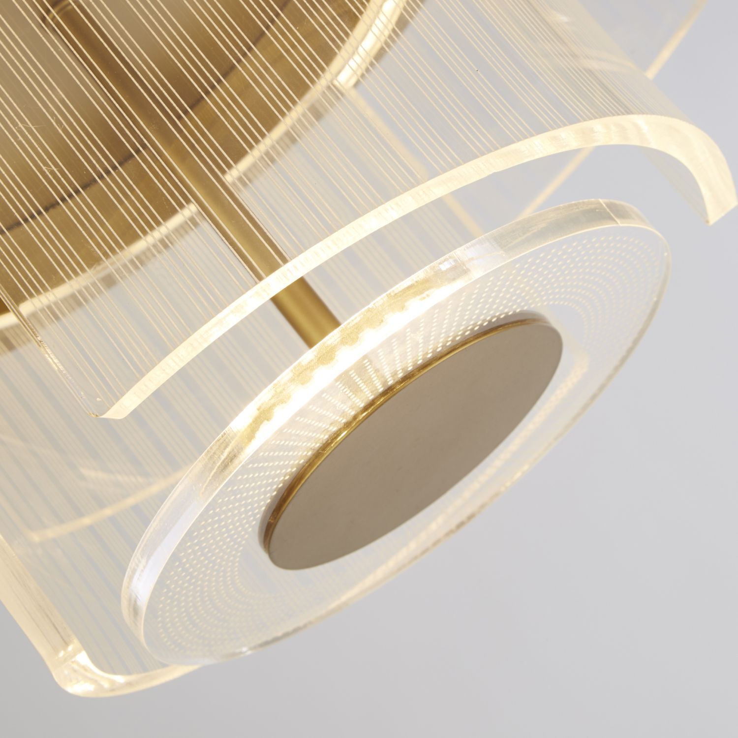 hängeleuchte, LED-Lampe, transparent, goldfarben, Rollo-Design