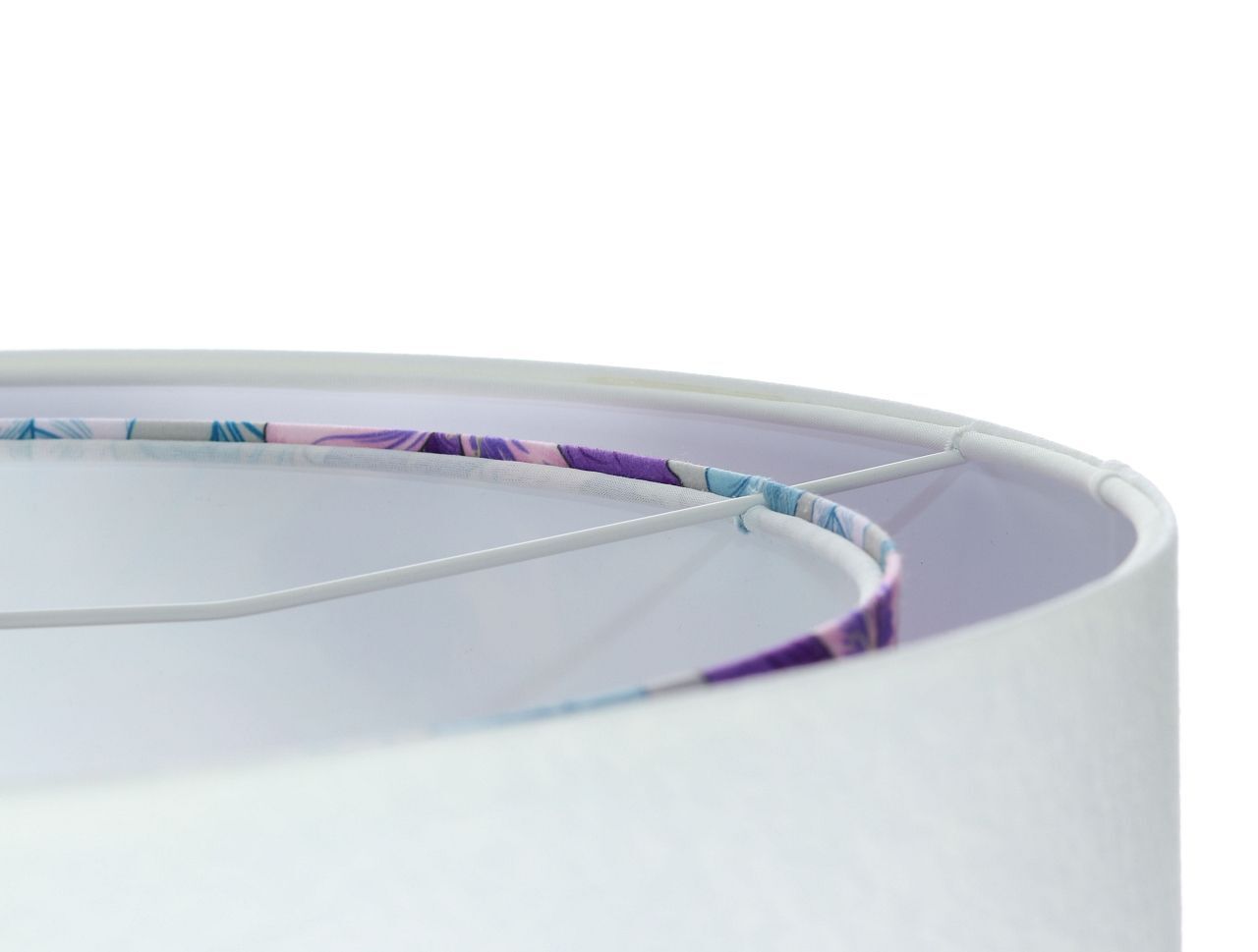 Pendelleuchte Weiß Lila Blumen Print E27 rund Ø 50 cm Stoff Lampe, Lampenschirm